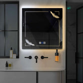 Specchio LED Quadrato | Pulsanti touch | Funzione anti-appannamento | Temperatura di colore regolabile - Reyze Serie Good Vibes Modello 3